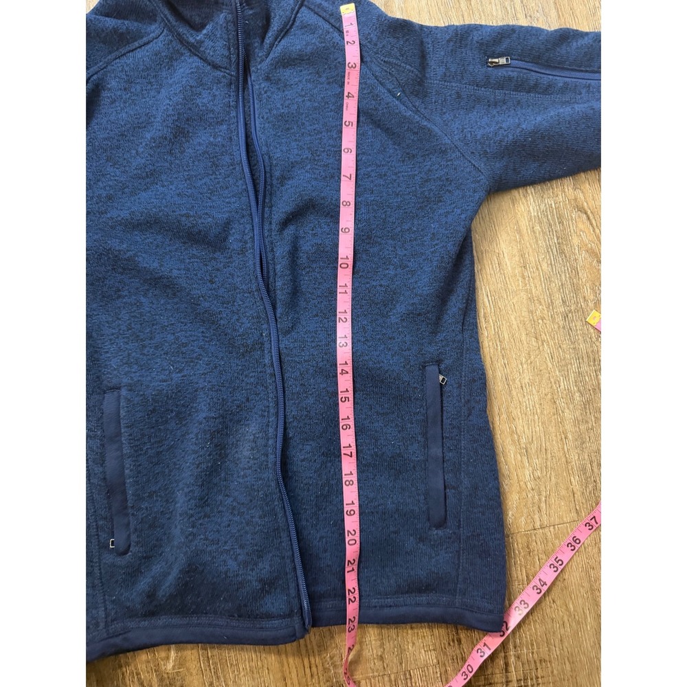 Quince Mens Full Zip Fleece Jacket Navy Blue Sweater Knit Mock Neck Small - Picture 6 of 6